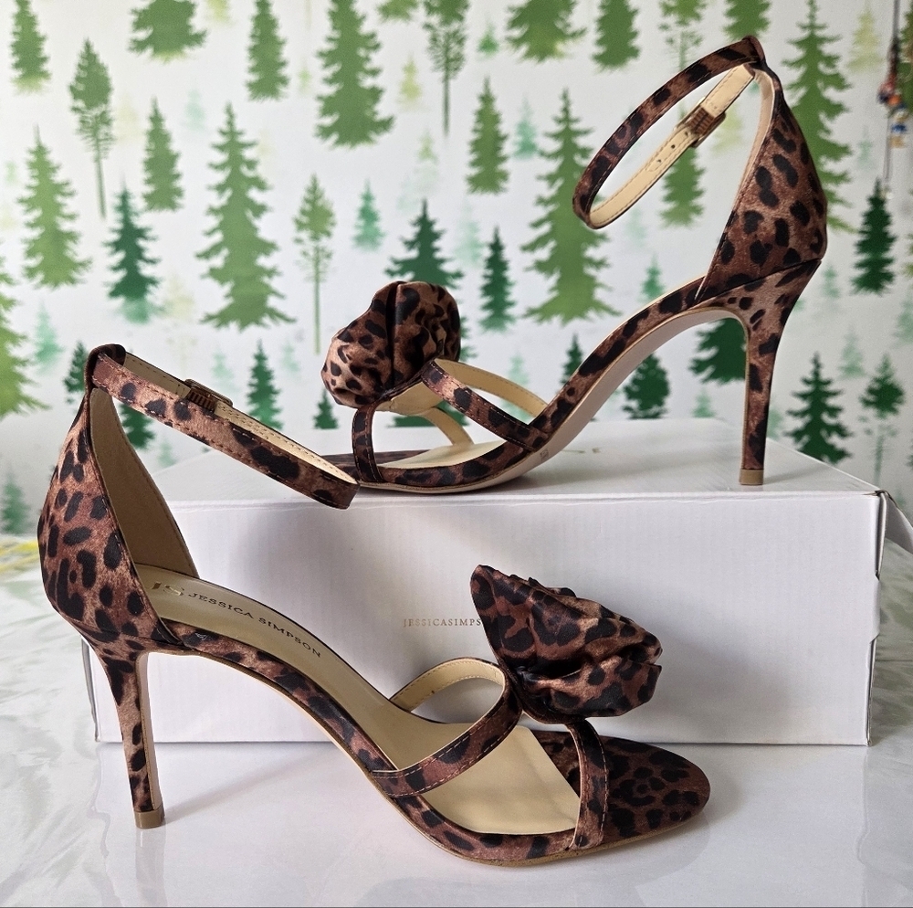 Jessica Simpson Leopard Print Heels with Ankle Strap